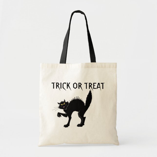 Tote Bag Tour ou friandise de chat noir (Devant)