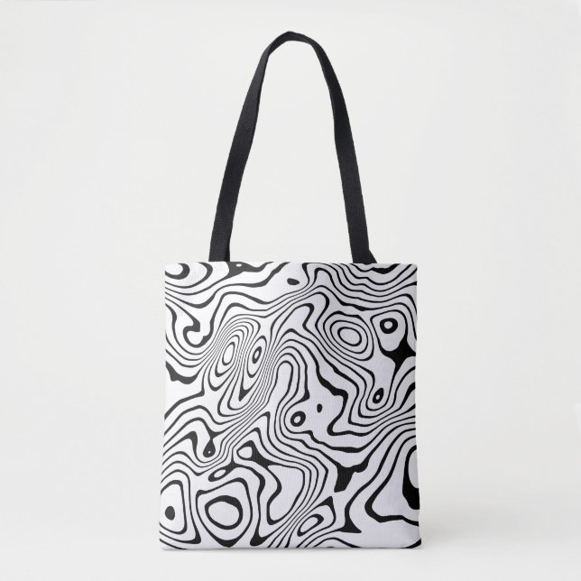Tote Bag Tourbillon blanc noir Conception abstraite (Devant)