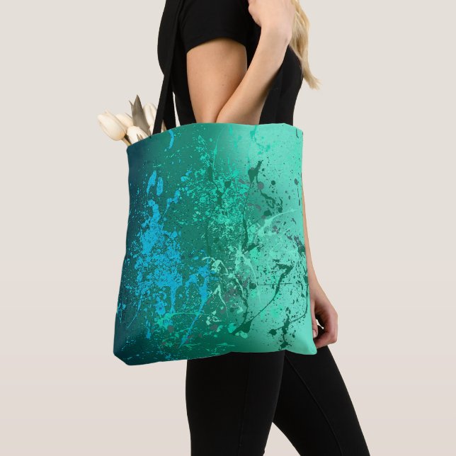 Tote Bag Tourbillon de menthe Art abstrait en éclaboussures (De près)