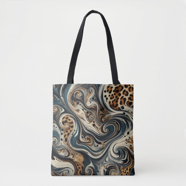 Tote Bag Tourbillon Imprimé Léopard Abstrait (Devant)