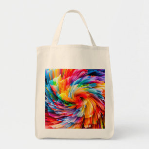 Tote Bag Tourbillon Moderne Abstrait Arc-en-Ciel Vibrant