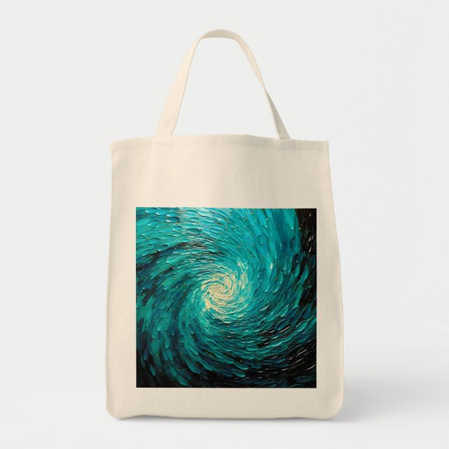 Tote Bag Tourbillon océan turquoise abstrait (Devant)