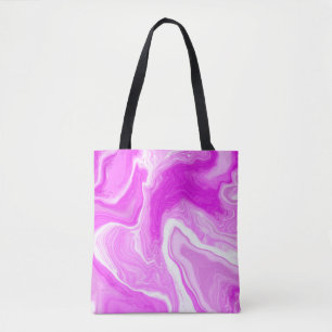 Tote Bag Tourbillons roses et Marbres blancs