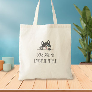 Tote Bag Tourne de Chien Husky au-dessus de Citation