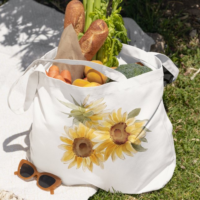 Tote Bag Tournesol à l'aquarelle (A must-have accessory for flower lovers and summer style.)