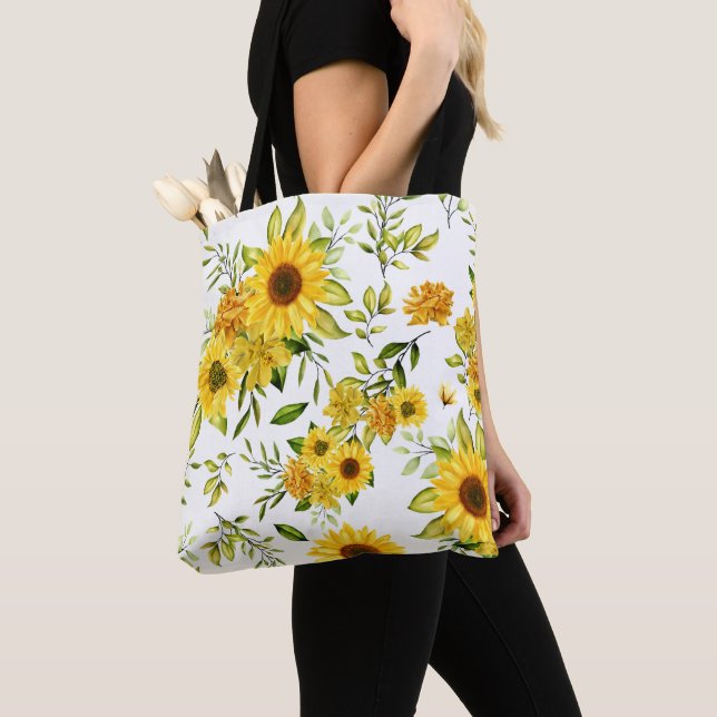 Tote Bag Tournesol à l'aquarelle 8 (De près)