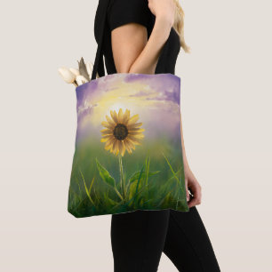 Tote Bag Tournesol brillant dans une prairie verte