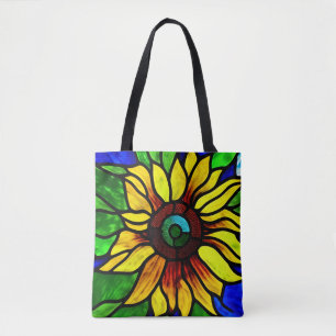 Tote Bag Tournesol de pays en verre teint rustique