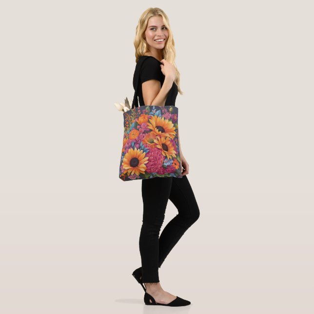 Tote Bag Tournesol d'été et floral (Sur le modèle)