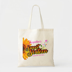 Tote Bag Tournesol et ballons sur le Sweet sixteen blanc