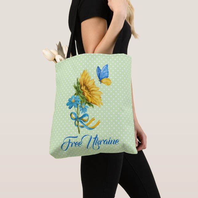 Tote Bag Tournesol et papillon Ukraine soutien (De près)