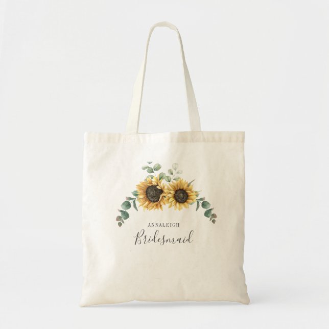 Tote Bag Tournesol Eucalyptus Feuilles Bridesmaid Custom (Devant)