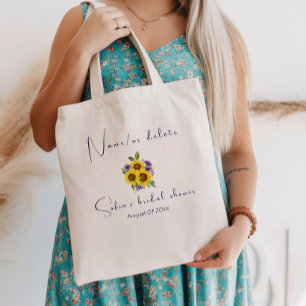 Tote Bag Tournesol fleur sauvage pourpre jaune aquarelle