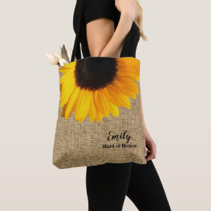 Tote Bag Tournesol jaune à la fête de mariage de Burlap