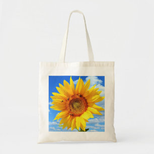 Tote Bag Tournesol jaune et abeilles sur le ciel bleu - Jou
