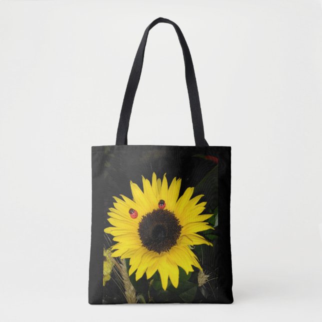 Tote Bag Tournesol Jaune Et Deux Ladybugs (Devant)