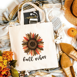 Tote Bag Tournesol Léopard Automne Floral Vibrations d'Auto
