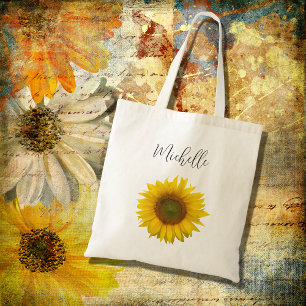 Tote Bag Tournesol Moderne Élégant Personnalisé 