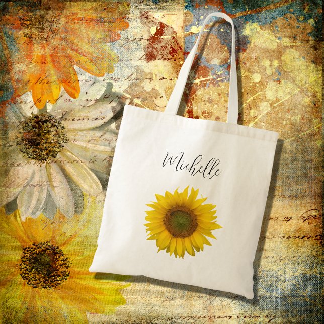 Tote Bag Tournesol Moderne Élégant Personnalisé  (Créateur téléchargé)
