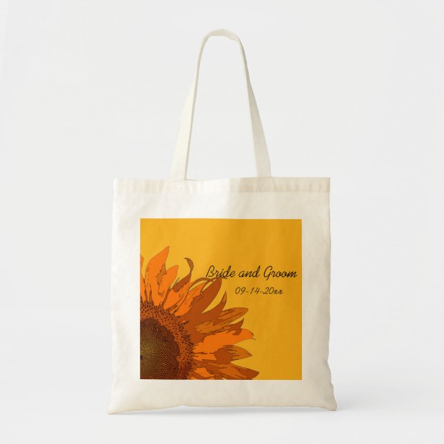 Tote Bag Tournesol orange sur Mariage jaune (Devant)