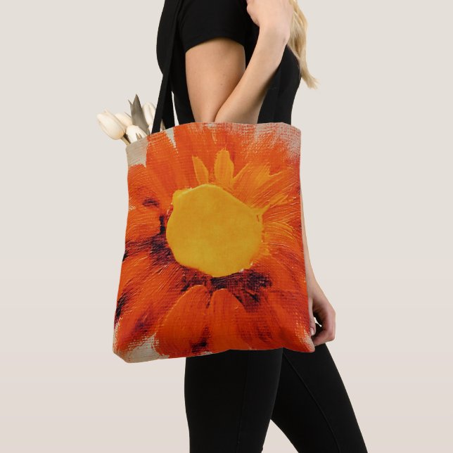 Tote Bag Tournesol orange vif (De près)