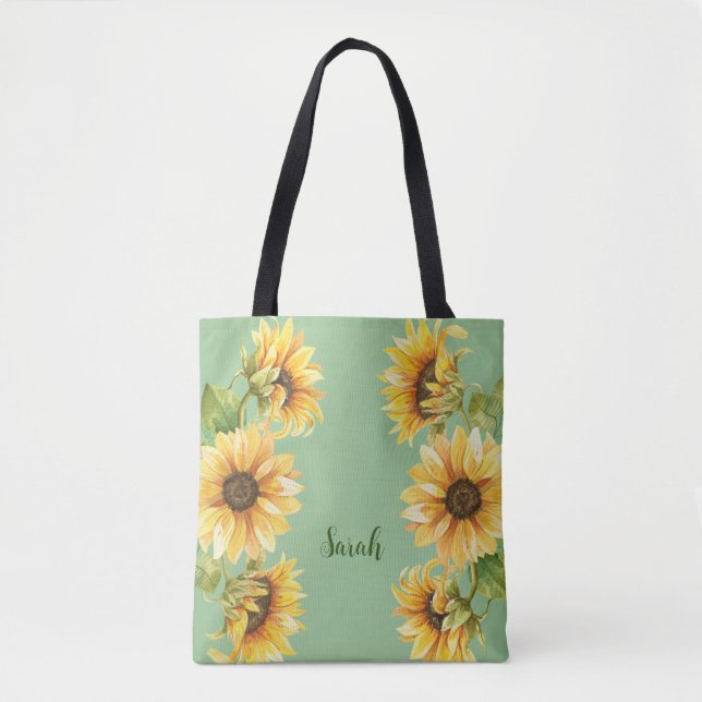 Tote Bag Tournesol Personnalisé Moderne (Devant)