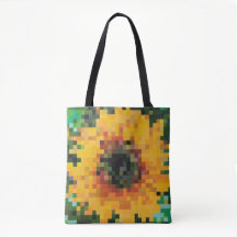 Tournesol pixelisé avec jaune et vert vibrants
