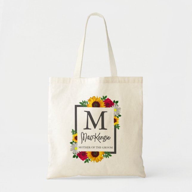 Tote Bag Tournesol Rose Marguerite Automne Floral Mariage F (Devant)