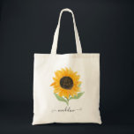 Tote Bag Tournesol rustique - Script de nom personnalisé<br><div class="desc">Tournesol rustique Nom personnalisé Sac fourre-tout de script</div>