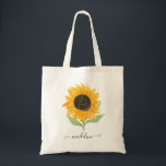 Tote Bag Tournesol rustique - Script de nom personnalisé<br><div class="desc">Tournesol rustique Nom personnalisé Sac fourre-tout de script</div>