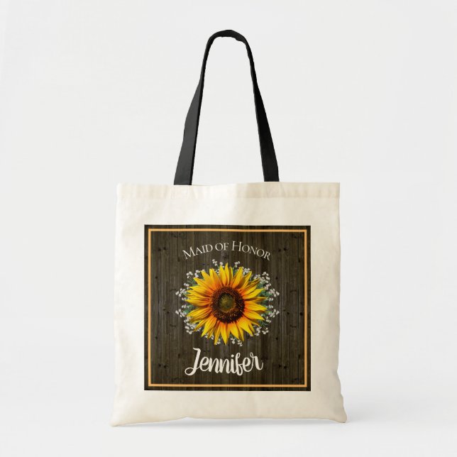 Tote Bag Tournesol rustique servante d'honneur (Devant)