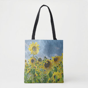 Tote Bag tournesol sous pluie