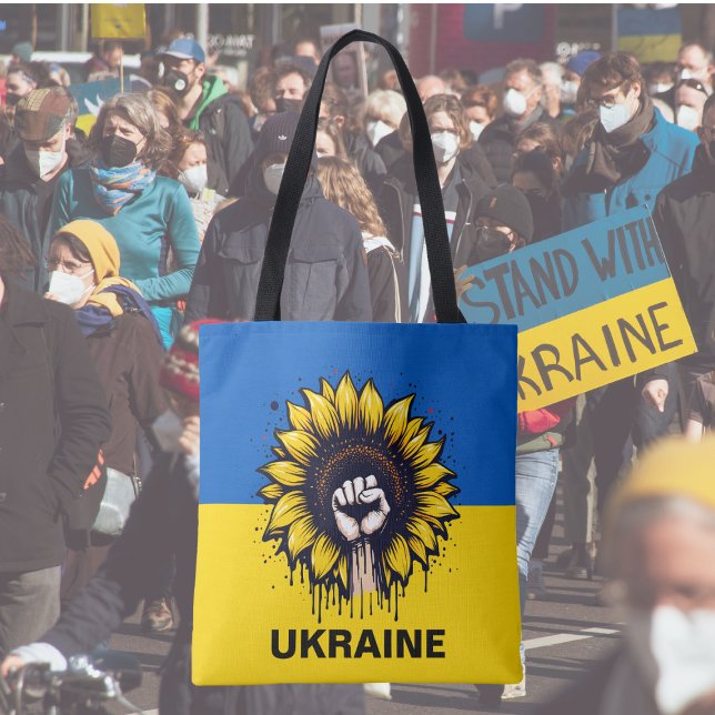 Tote Bag Tournesol Soutien Ukraine Drapeau sur toute impres (Créateur téléchargé)