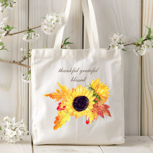 Tote Bag Tournesols D'Automne Merci Gratuit Béni   Floral