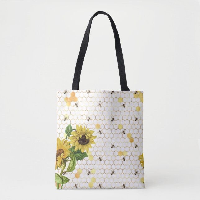Tote Bag Tournesols et Abeille (Devant)