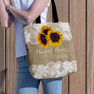 Tote Bag Tournesols mariage de dentelle en dentelle d'honne