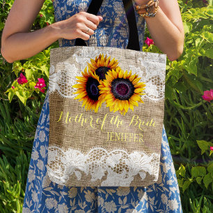 Tote Bag Tournesols mariage dentelle mère de la mariée