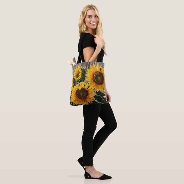 Tote Bag Tournesols Rustiques Sur Barton Imprimer (Sur le modèle)