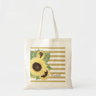 Tote Bag Tournesols Vintage sur Rayures