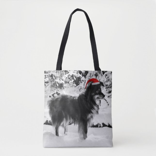 Tote Bag Tourterelle australienne Chien rouge Santa Hat pei (Devant)