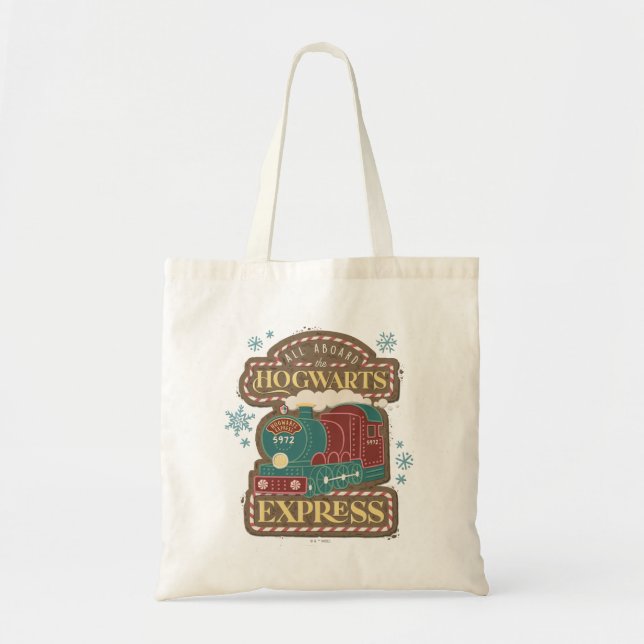 Tote Bag Tous à bord du cookie de Noël du train HOGWARTS™ E (Devant)