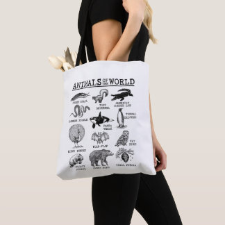 Tote Bag Tous les animaux du monde Vintage Mème animal drôl