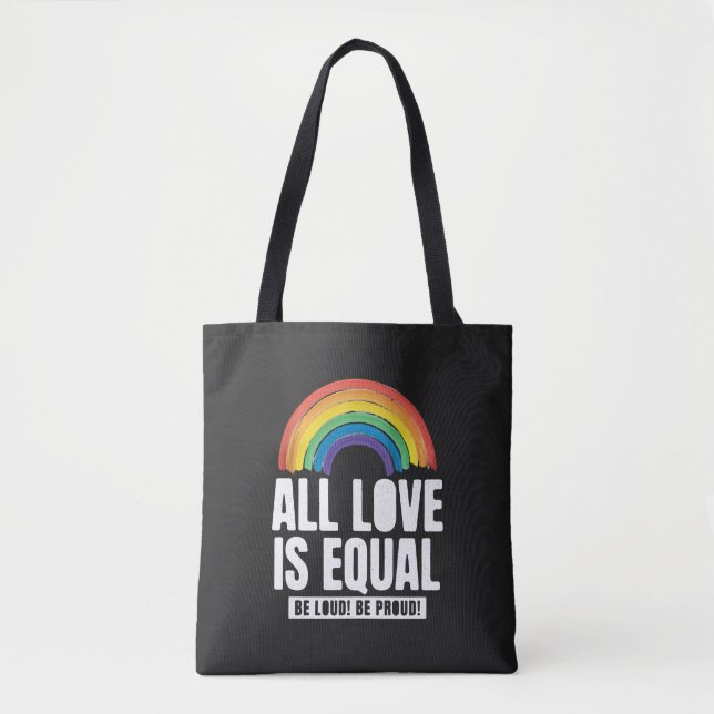 Tote Bag Tout amour est la même fierté LGBT Egalité des dro (Devant)