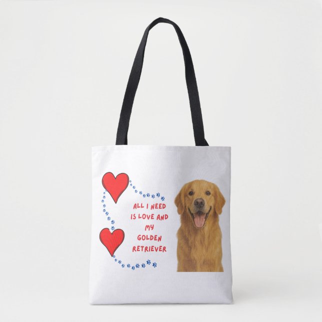Tote Bag 💕 🐾 Tout Ce Dont J'Ai Besoin, C'Est L'Amour Et M (Devant)