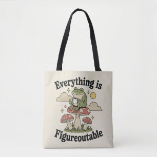 Tote Bag Tout est résolvable grenouille avec du café