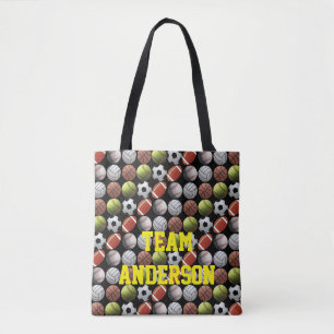 Tote Bag Tout le nom d'équipe de boules de sports