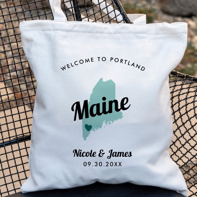 Tote Bag Tout Mariage Color Maine Map, (Créateur téléchargé)