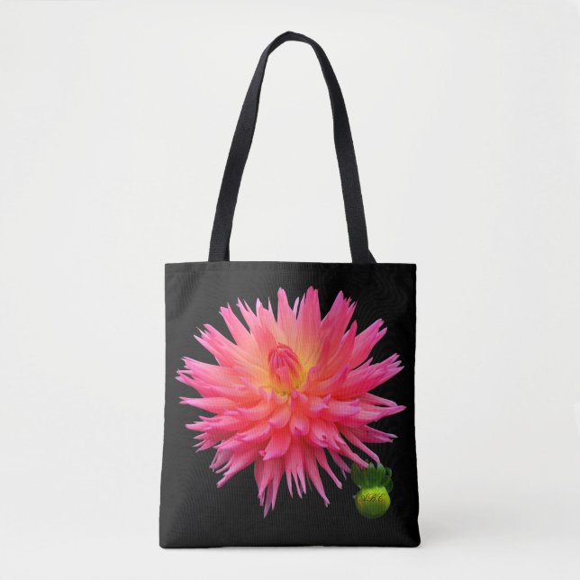 Tote Bag Tout plus de - imprimez le dahlia et le bourgeon (Devant)