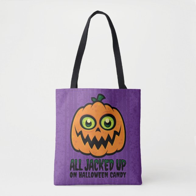 Tote Bag Tout pris sur le bonbon d'Halloween Jack-O'-Lanter (Devant)