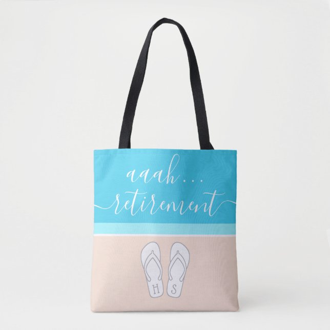 Tote Bag Tout Texte Aaah Retraite Monogramme Sandals Beach (Devant)